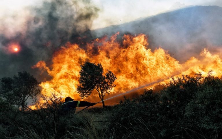 Θάσος: Μάχη με τις φλόγες δίνουν οι δυνάμεις πυρόσβεσης