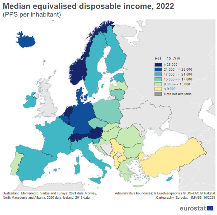 Eurostat: Στα 9.520 ευρώ το διαθέσιμο εισόδημα στην Ελλάδα-1